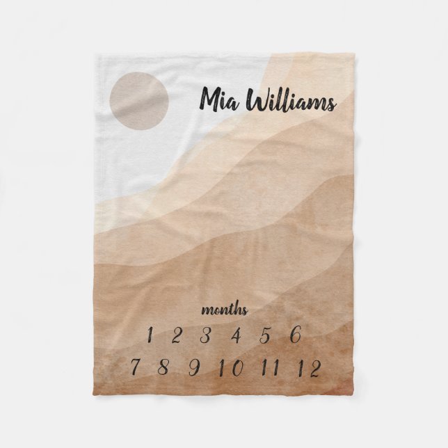 Månadsmilsten Beige Aesthetic Baby Fleecefilt (Framsidan)