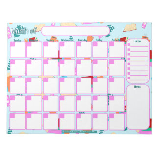 Månadsplanering för anpassningsbar | Mysiga Bok Äl Anteckningsblock