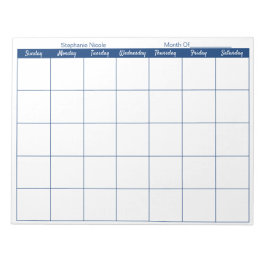 Månadsplanering för enkel marin blå tunn tunn Grän Anteckningsblock