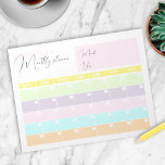 Månadsplanering för modern Pastel Färgad Calendar Anteckningsblock<br><div class="desc">Med det här anteckningsblocket för månadsplanering för pastelliserad färgad för personlig kan du behålla reda på varje viktig uppgift du har för månaden. Utformningen består av en månadskalender där du kan ange månad,  år och datum i motsvarande tomma fält. Texten är helt och hållet anpassade.</div>