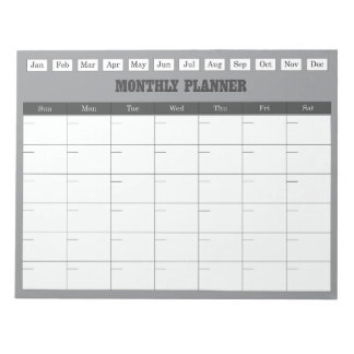 Månadsplanering Grå Enkel Kalender Anteckningsblock