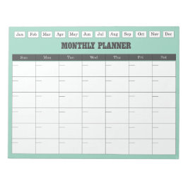 Månadsplanering Teal Enkel Kalender Anteckningsblock