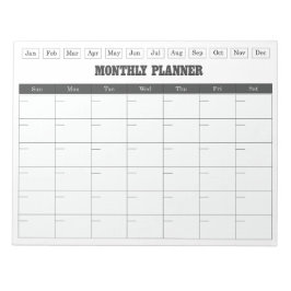 Månadsplanering Vit Enkel Kalender Anteckningsblock