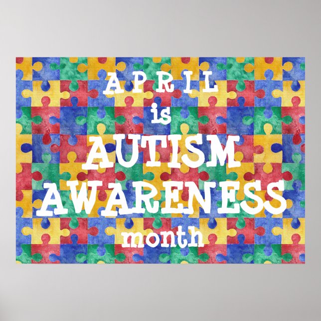 Månadspussel för att öka medvetenheten om Autism p Poster (Framsidan)