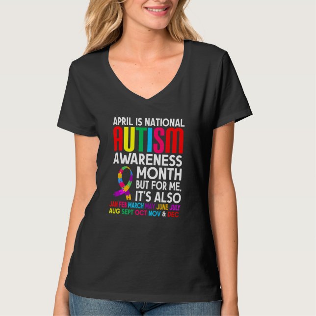 Månadsstöd för april är nationell autism t shirt (Framsida)