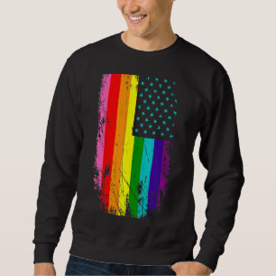 Månadsstöd för LGB-Pride med Regnbåge USA Lång Ärmad Tröja