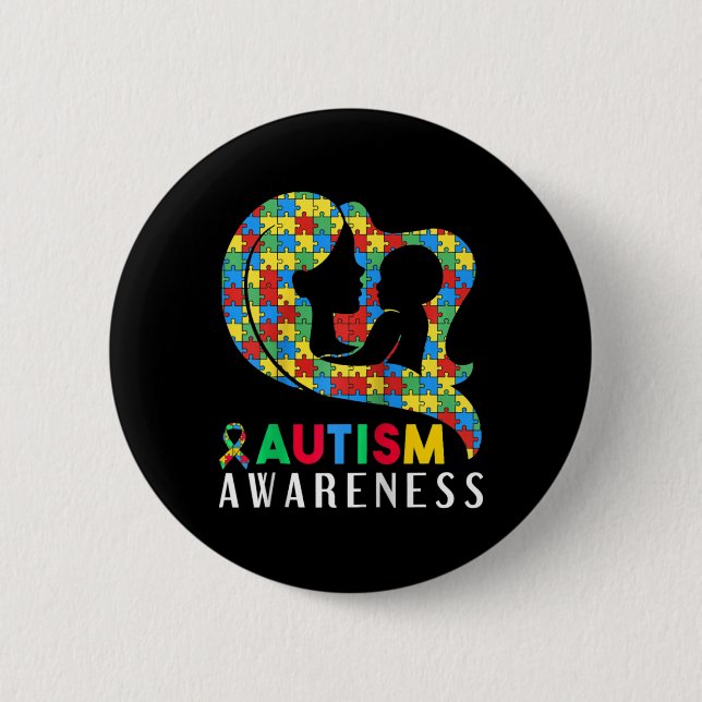 Månadssupport för medvetenhet om autism knapp (Framsida)