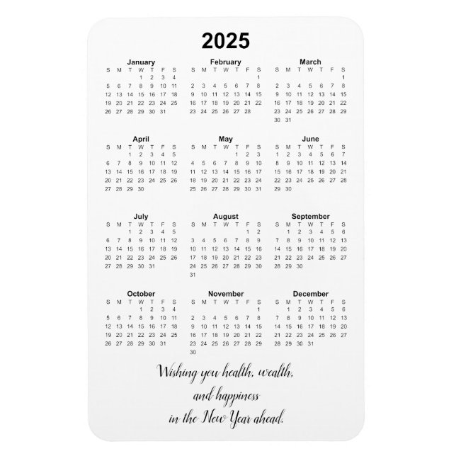 Månadsvis 2025-kalendermagnet med offert magnet (Vertikal)