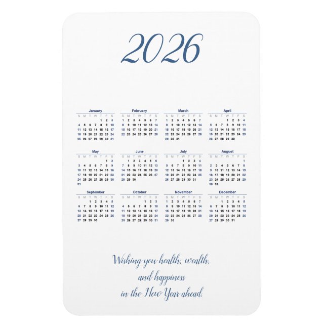 Månadsvis 2026-kalendermagnet med offert magnet (Vertikal)
