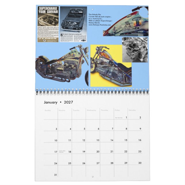 Månadsvisa motorcykelnivåer 2013 kalender (Jan 2027)