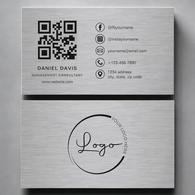 Managementkonsult Metall QR-kod Visitkort (Skapare uppladdad)