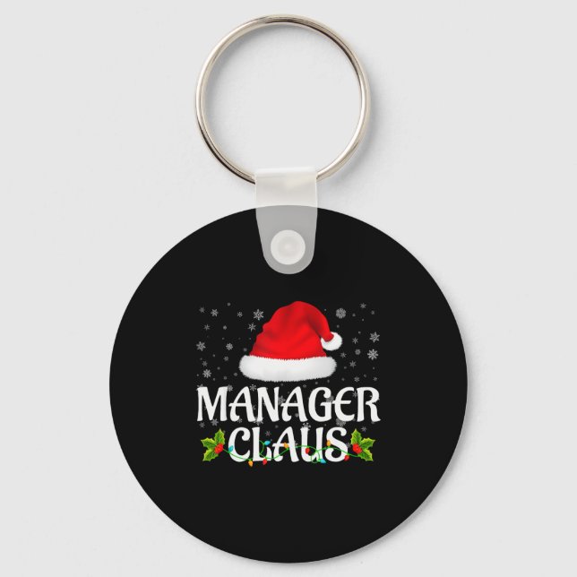 Manager Claus Christmas Lights Santa Pajama Family Nyckelring (Framsida)