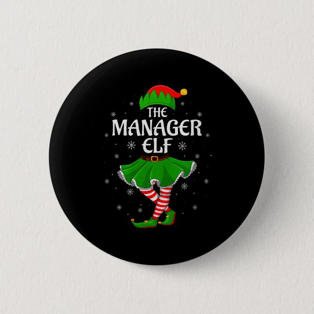 Manager Elf Christmas Family Girls Women Elf Squad Knapp (Framsida)