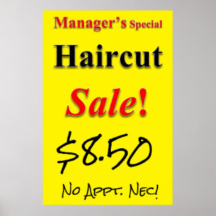 Managers Speciella Haircut Sale Beauty Salon Poste Poster