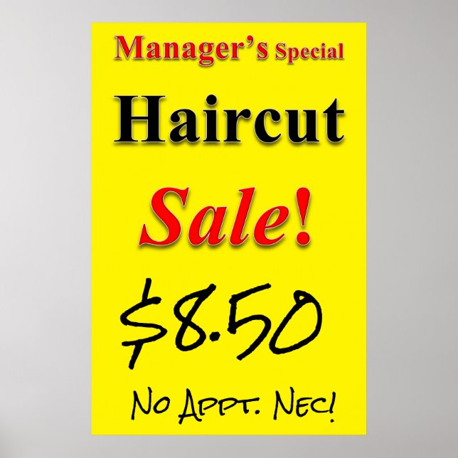 Managers Speciella Haircut Sale Beauty Salon Poste Poster (Framsidan)
