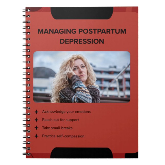 Managing Postpartum Depression Awareness Design Anteckningsbok (Framsidan)