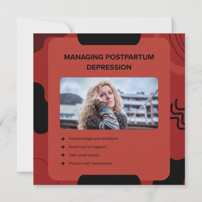 Managing Postpartum Depression Awareness Design Julkort (Framsida)