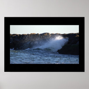 Manahawkin Vågar Hitting Jetty Poster