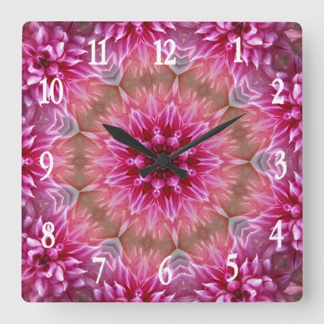 Manala Art Rosa Flower Design Square Clock Fyrkantig Klocka (Framsida)