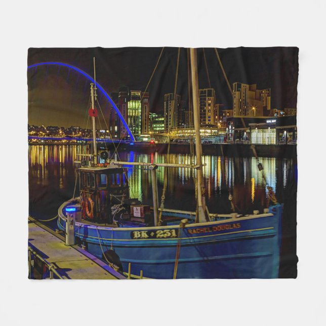 Månalstring över floden Tyne i Newcastle Fleecefilt (Framsidan (Horisontell))