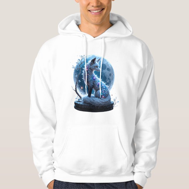 Månalstringad Kristallräv – Tyst Drömmarnas Väktar Hoodie (Framsida)