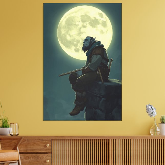 Månalyst Halvorc Bård Fantasy Canvastryck (Insitu (Vardagsrum))