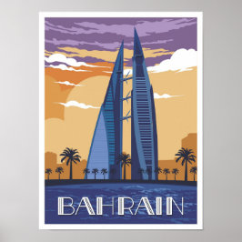 Manama Bahrain Art Vintage resor Illustration Poster