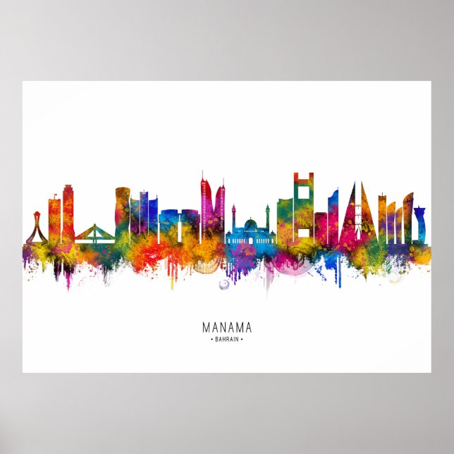 Manama Bahrain Siluett Poster (Framsidan)