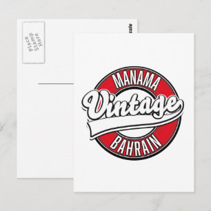 Manama Bahrain Vintage logotyp Vykort