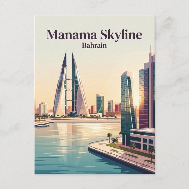 Manama Skyline Bahrain Vykort (Framsida)