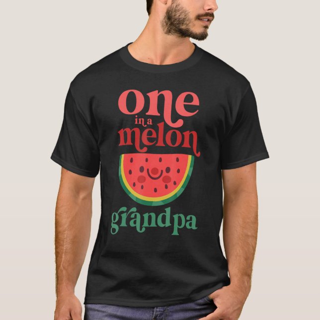 Manar 1 i en melon Grandpa Cute Watermelon First T Shirt (Framsida)