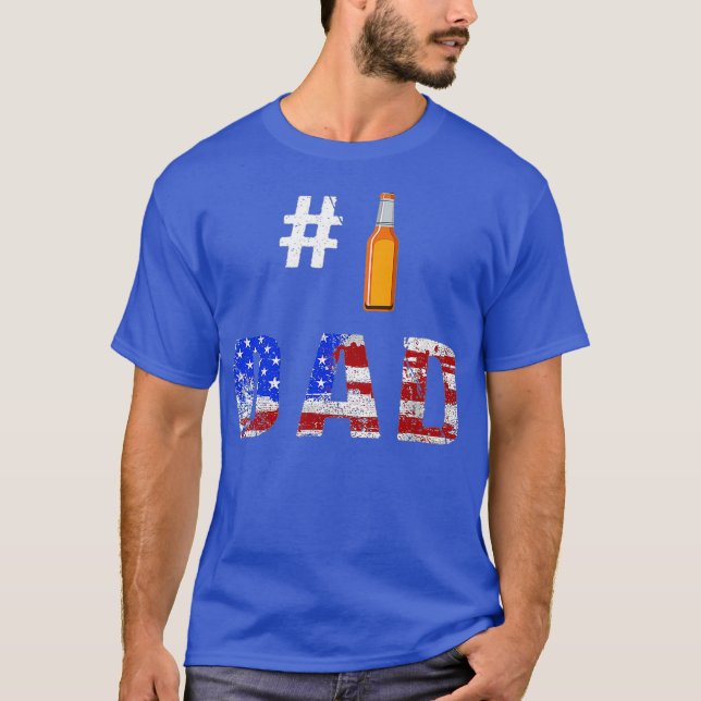 Manar 1 Pappa nummer ett Fars dag Amerikanska Flag T Shirt (Framsida)