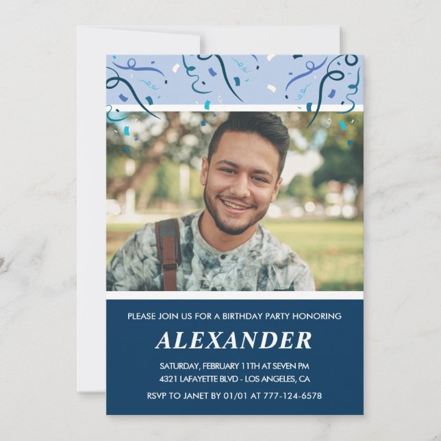 Manar 29-årsinbjudningar Photo Navy Blue Inbjudningar (Framsida)