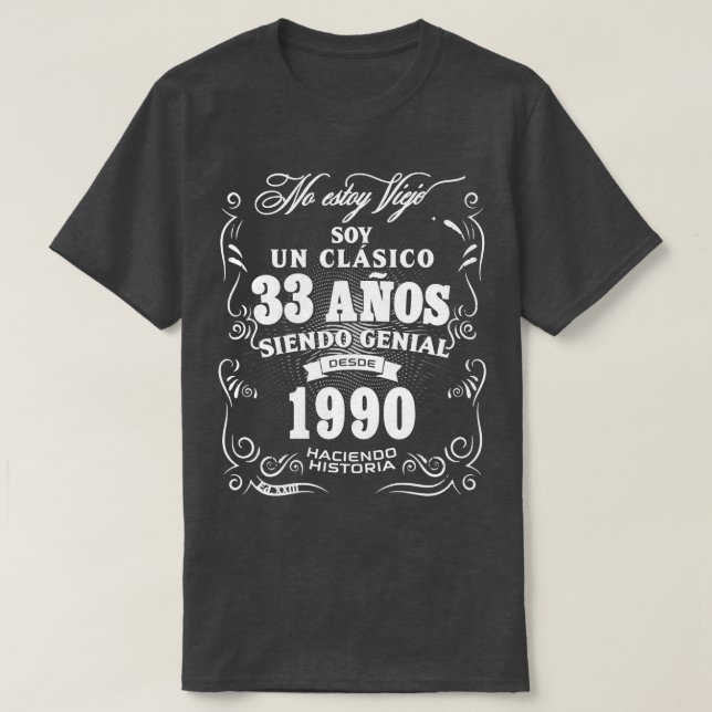 Manar 33:e födelsedagspresent för manar i spanska  t shirt (Design framsida)