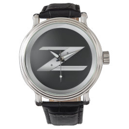 Manar 350Z Black Leather Watch Armbandsur