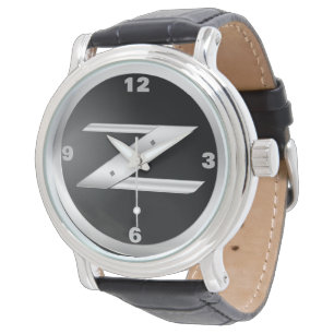 Manar 350Z Black Leather Watch Armbandsur