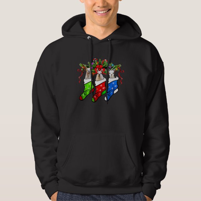 Manar 3 Llama i Sock jul, Llama Kärlek Hoodie (Framsida)