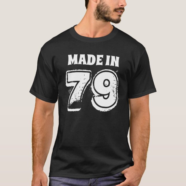 Manar 40:e födelsedag med 79 typografi svart t shirt (Framsida)