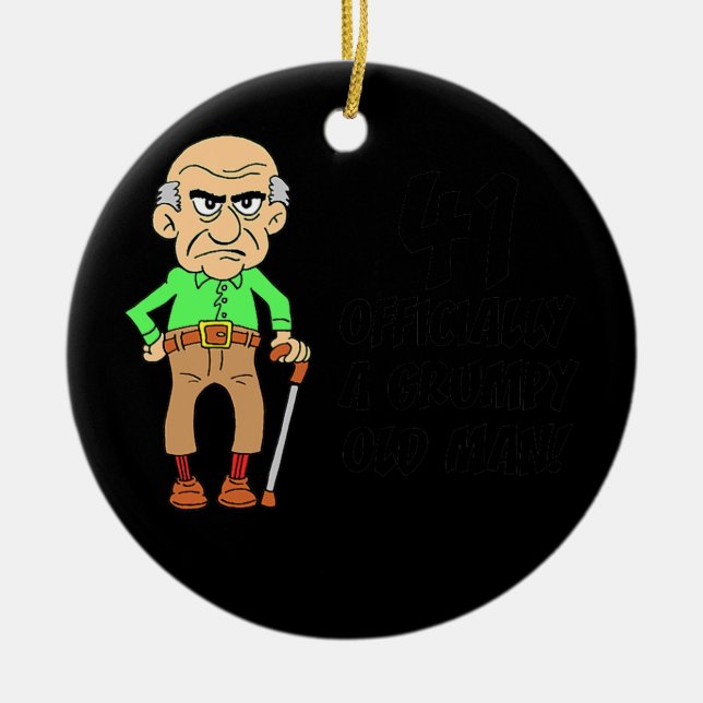 Manar 41 Officiellt grumpy Old Man över Backe Julgransprydnad Keramik (Framsidan)