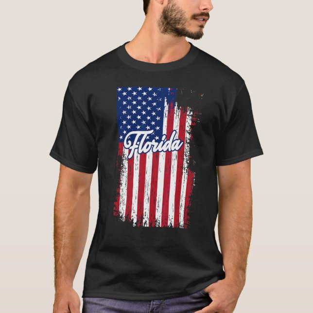 Manar 4 juli 1776 Florida Flagga American Flagga T Shirt (Framsida)