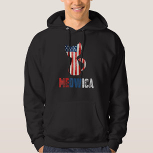 Manar 4 juli Meowica Cat Patriotic American Fl Hoodie