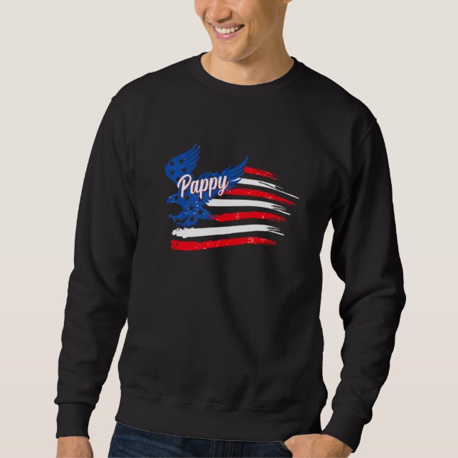 Manar 4 juli Pappy Eagle Flagga Pappy Flagga Lång Ärmad Tröja (Framsida)