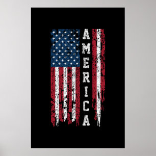Manar 4th of Juli American Flagga Poster