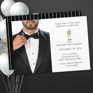 Manar 50:e födelsedagen Black Tuxedo Boll Inbjudningar