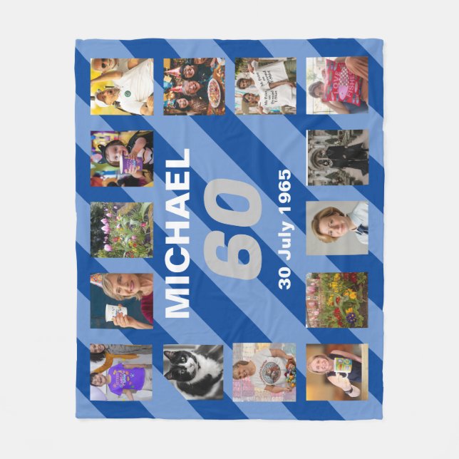 Manar 60-årsdagen 60-årsjubileum fleecefilt (Framsidan)