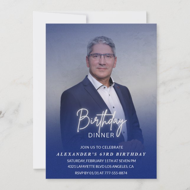 Manar - 63:e födelsedag för fotomarin blått 63-års inbjudningar (Framsida)