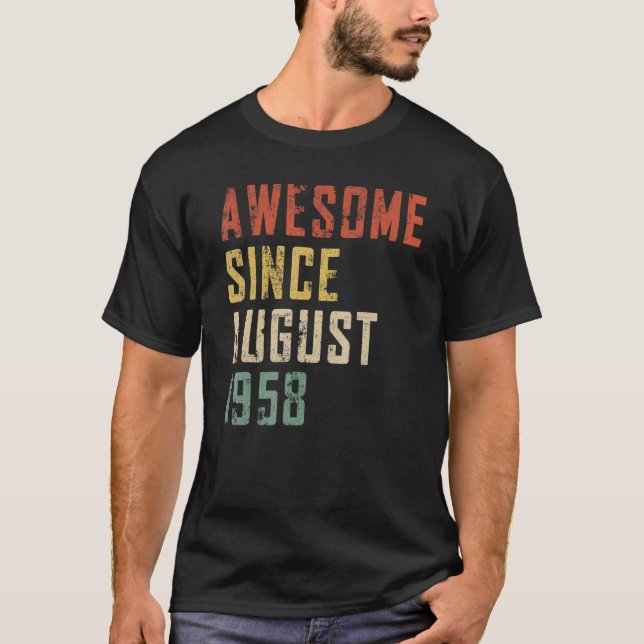 Manar 64 år gammal Fantastisk sedan augusti 1958 6 T Shirt (Framsida)