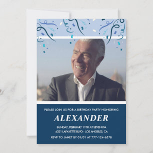 Manar 75:e födelsedagsinbjudningar Photo Navy Blue Inbjudningar