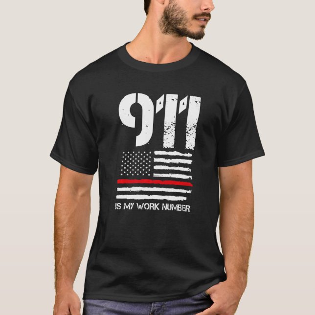Manar 911 är mitt arbetsnummer brandsläckare t shirt (Framsida)