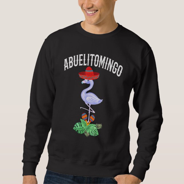 Manar Abuelitomingo Spansk farfar Flamingo Wit Lång Ärmad Tröja (Framsida)